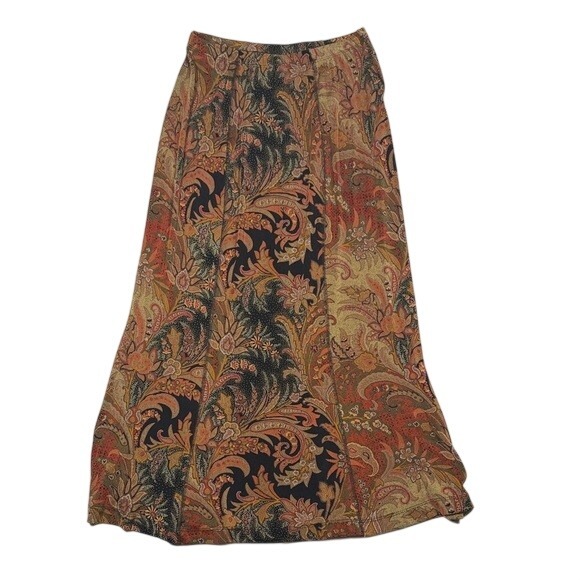 Coldwater Creek Dresses & Skirts - Coldwater Creek Womens Pet. PS Paisley Floral Maxi Skirt Earth Tones Boho A-Line
